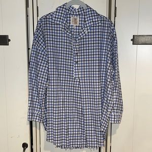 A Shirt Thing designer popover blouse frayed hem